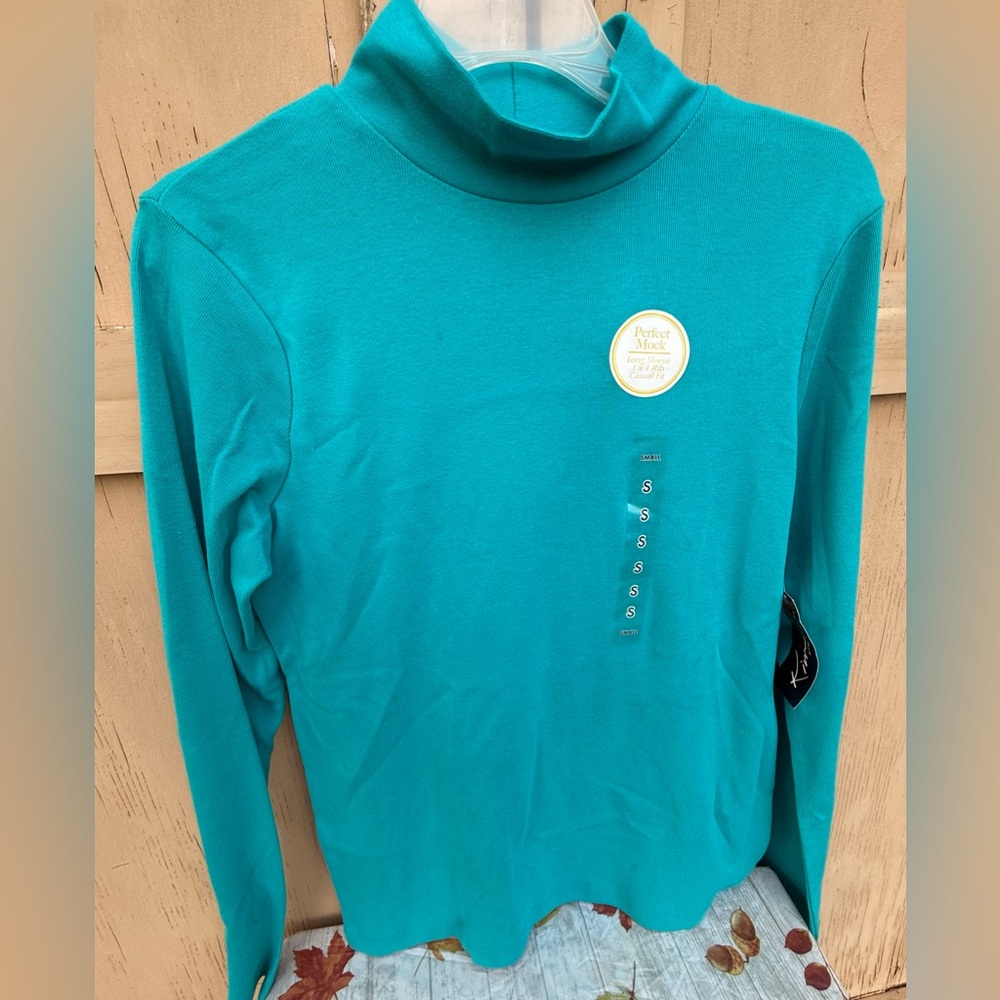 Kim Rogers Turquoise Turtleneck Top